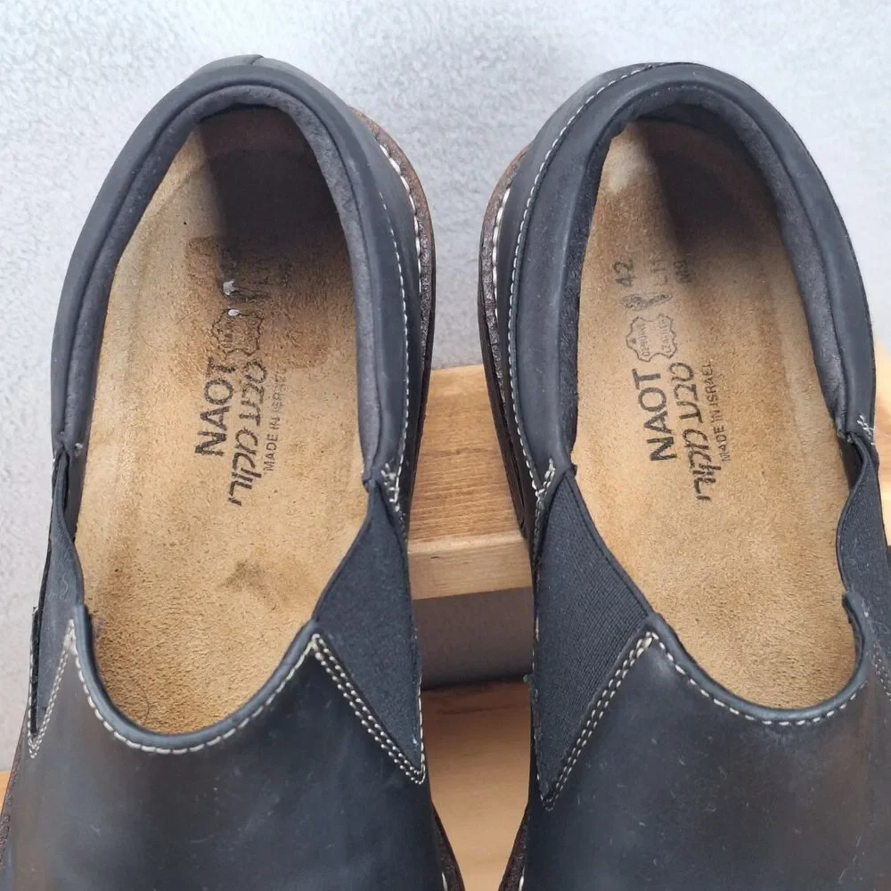 Naot Men's 9 EU 42 Oxford Dress Shoes Black Leather Lace-Up Made in Israel